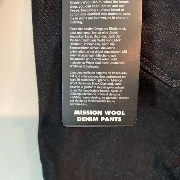 NWT Black Diamond Black Mission Wool Denim Pants Size 6 Climbing Camping - Picture 7 of 9